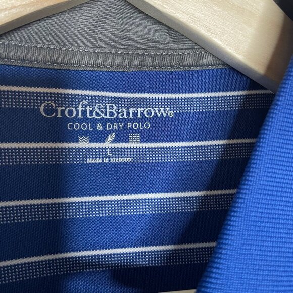 croft & barrow cool and dry blue striped short sleeve polo size M - Picture 3 of 3